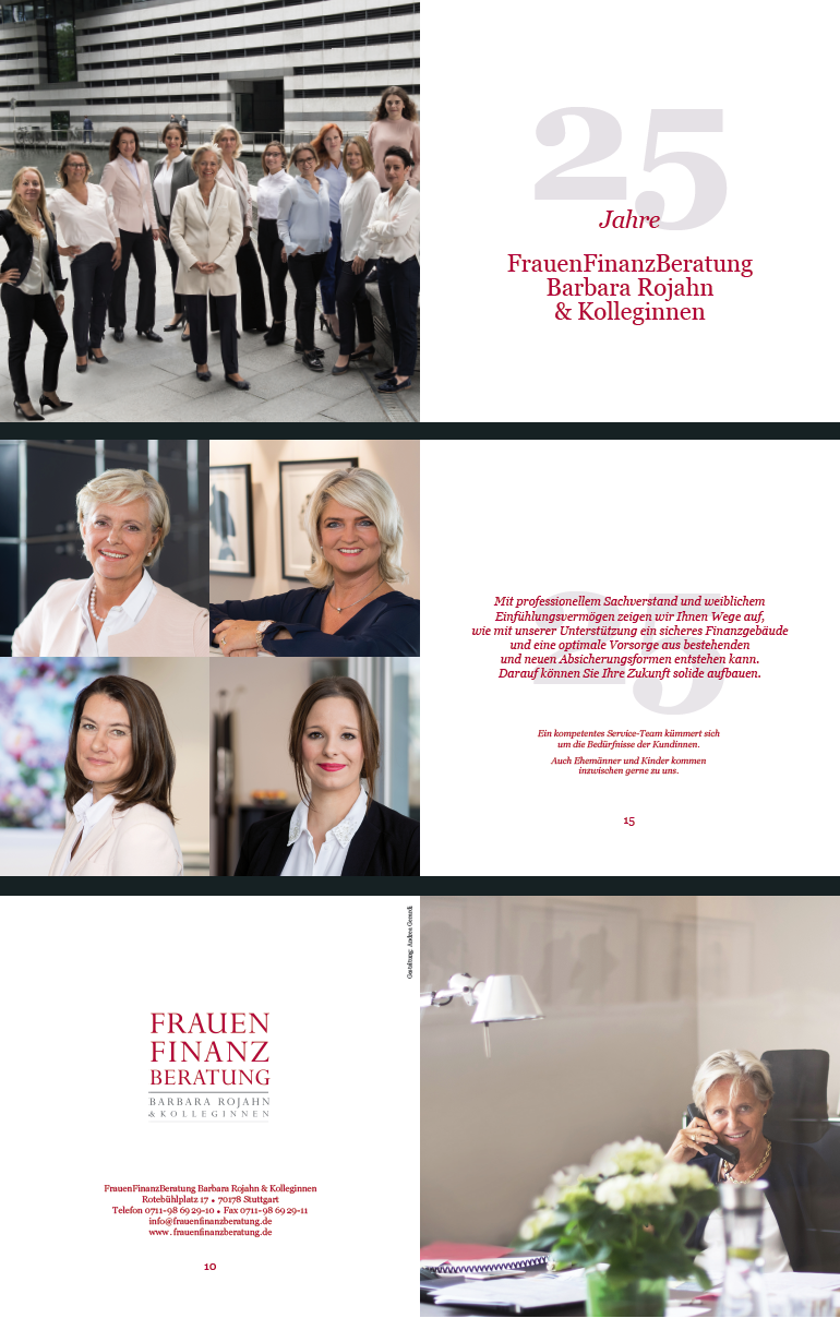 Jubiläumsbroschüre der Frauenfinanzberatung, Stuttgart